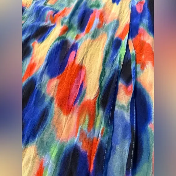 Maeve by Anthropologie Women's Size 2 Aloisia Watercolor Silk Flowy Maxi Dress