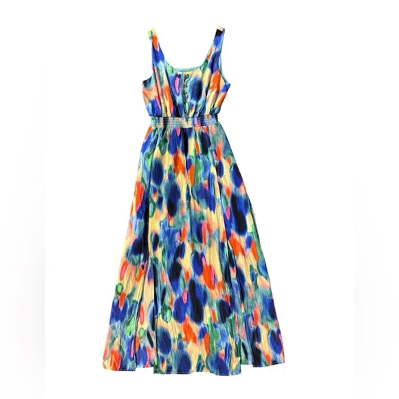Maeve by Anthropologie Women's Size 2 Aloisia Watercolor Silk Flowy Maxi Dress