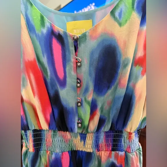 Maeve by Anthropologie Women's Size 2 Aloisia Watercolor Silk Flowy Maxi Dress