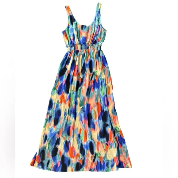 Maeve by Anthropologie Women's Size 2 Aloisia Watercolor Silk Flowy Maxi Dress