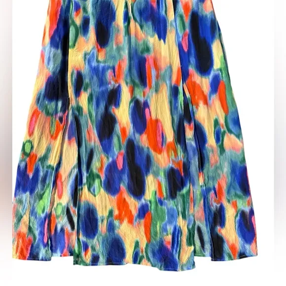 Maeve by Anthropologie Women's Size 2 Aloisia Watercolor Silk Flowy Maxi Dress
