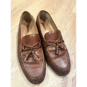 MAGNANNI MENS SHOES WOVEN TASSLE LOAFER 8.5 M COGNAC BROWN BEAUTIFUL #11545