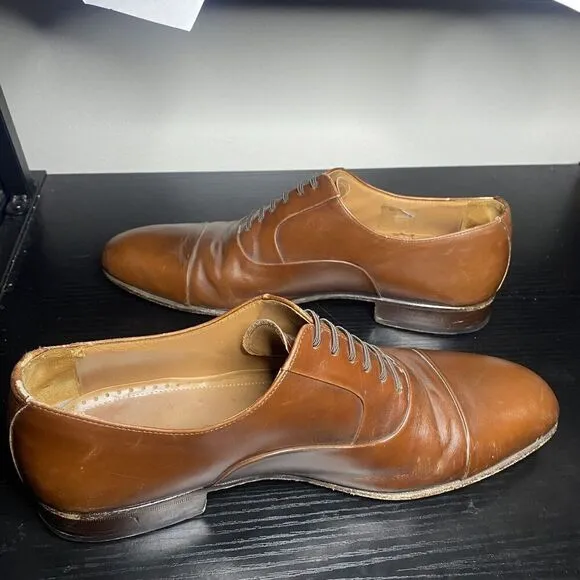 Magnanni Mens Size 10.5 9593 Brown Leather Cap Toe Dress Shoes