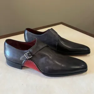 Magnanni Monk Strap Leather Loafer Black Red Buckle Dress Oxford Formal Men 11.5