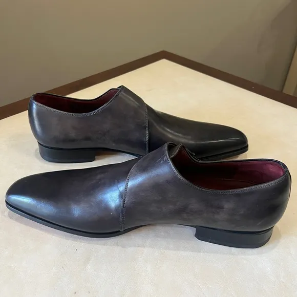 Magnanni Monk Strap Leather Loafer Black Red Buckle Dress Oxford Formal Men 11.5