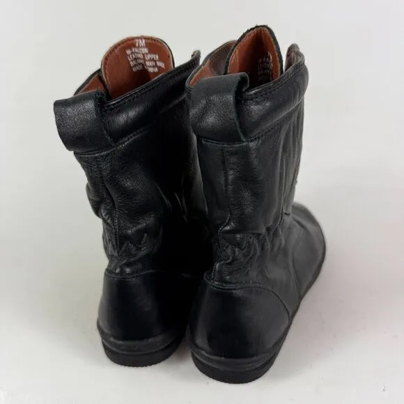 Maine Woods W-Falcon Minimalist Boots Women's 7 Black Leather Lace-Up Almond Toe