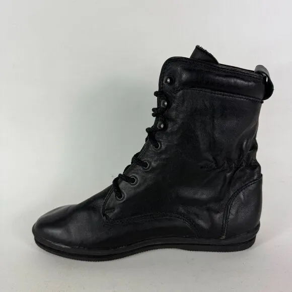 Maine Woods W-Falcon Minimalist Boots Women's 7 Black Leather Lace-Up Almond Toe