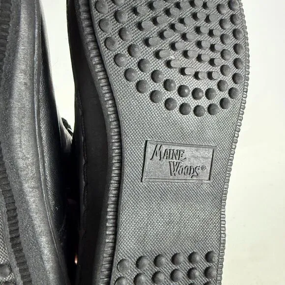 Maine Woods W-Falcon Minimalist Boots Women's 7 Black Leather Lace-Up Almond Toe