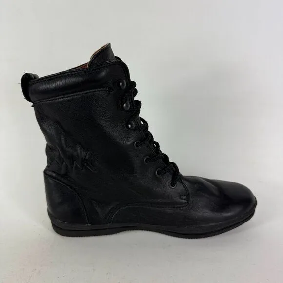 Maine Woods W-Falcon Minimalist Boots Women's 7 Black Leather Lace-Up Almond Toe