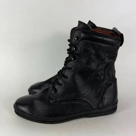 Maine Woods W-Falcon Minimalist Boots Women's 7 Black Leather Lace-Up Almond Toe