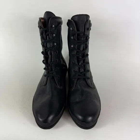 Maine Woods W-Falcon Minimalist Boots Women's 7 Black Leather Lace-Up Almond Toe