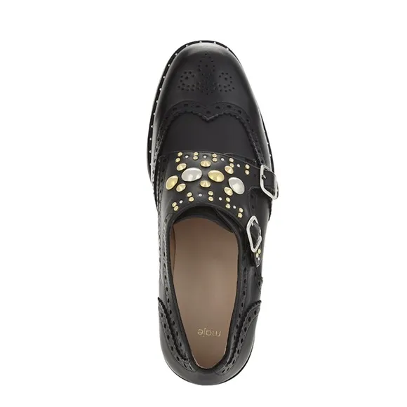 Maje Frantz Leather Studded Derby Shoes IT 38