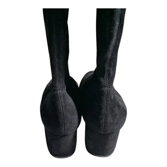 Maje Fuisy Black Suede Over the Knee Block Heel Almond Toe Boots Sz 39 8.5 $650