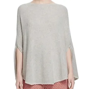 Maje Marnais Knit Wool Sweater Cape in Light Heather Gray Women's One Size