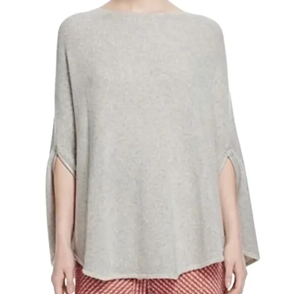 Maje Marnais Knit Wool Sweater Cape in Light Heather Gray Women's One Size
