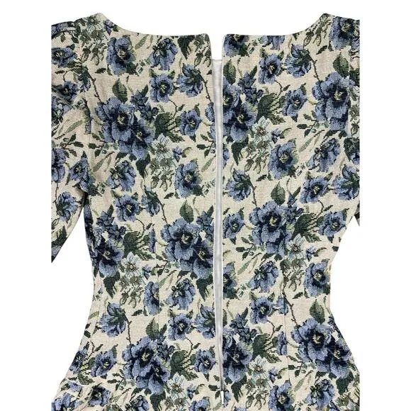 Majorelle Belinda Mini Dress Blue Multi Floral Canvas Long Sleeve Size XXS