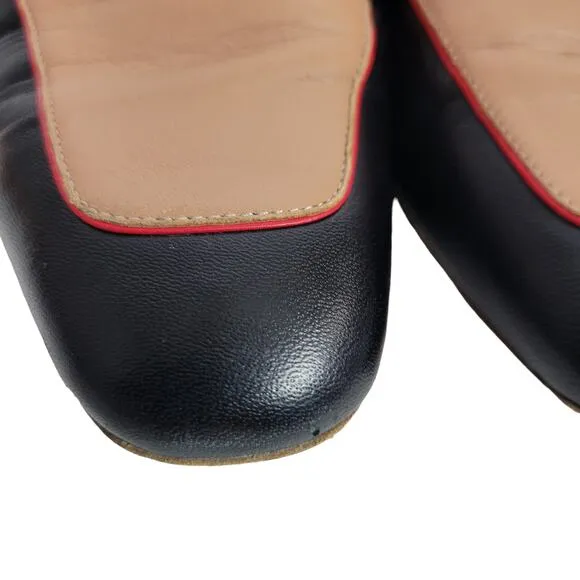 Malone Souliers Jane Flats Black ColorBlock Leather Shoe Slip On Loafer Size 7.5