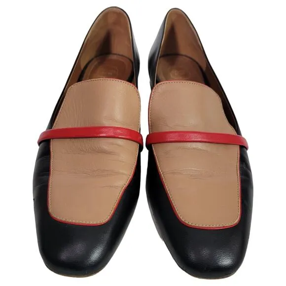 Malone Souliers Jane Flats Black ColorBlock Leather Shoe Slip On Loafer Size 7.5
