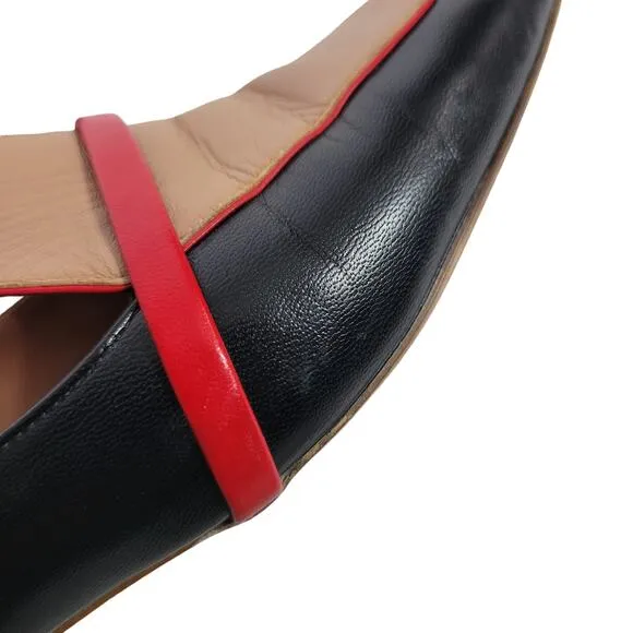 Malone Souliers Jane Flats Black ColorBlock Leather Shoe Slip On Loafer Size 7.5