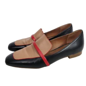 Malone Souliers Jane Flats Black ColorBlock Leather Shoe Slip On Loafer Size 7.5