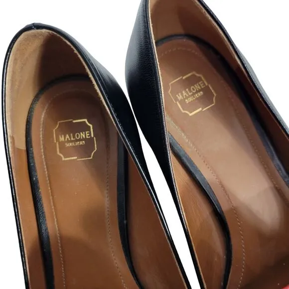 Malone Souliers Jane Flats Black ColorBlock Leather Shoe Slip On Loafer Size 7.5