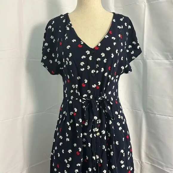 Mango Navy Blue Butterfly Maxi Dress Size 6