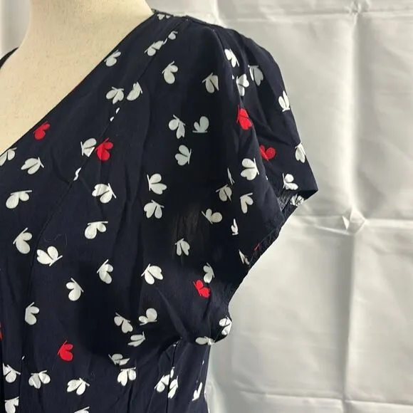 Mango Navy Blue Butterfly Maxi Dress Size 6