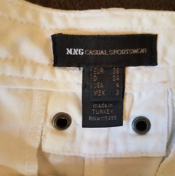 Mango White A-line Belted Skirt