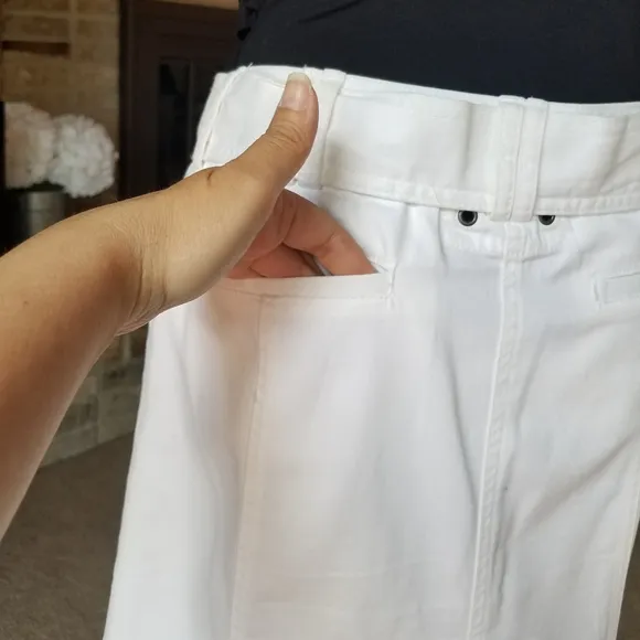 Mango White A-line Belted Skirt