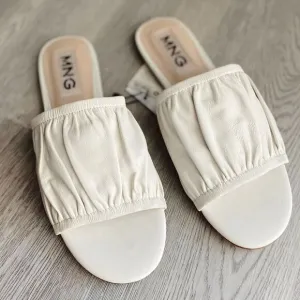 Mango Genuine Leather Flats Ruched Gathered