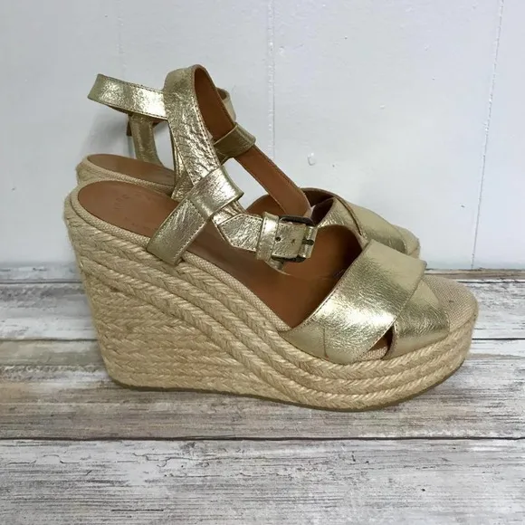 MARC BY MARC JACOBS LEATHER ESPADRILLE WEDGES 37