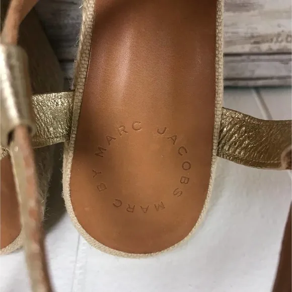 MARC BY MARC JACOBS LEATHER ESPADRILLE WEDGES 37