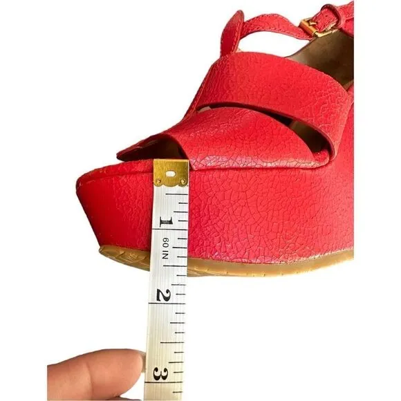 Marc by Marc Jacobs Red Leather Wedge Sandals – Bold &amp; Chic – Size 38.5