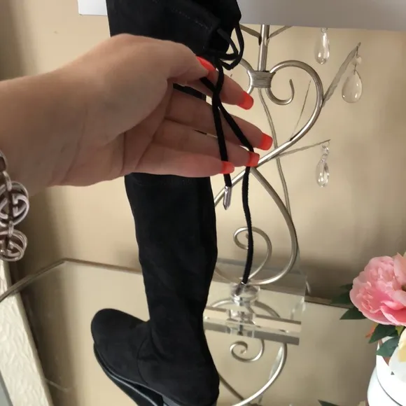 MARC FISHER 8” Calf Black Flat Over the Knee Boots