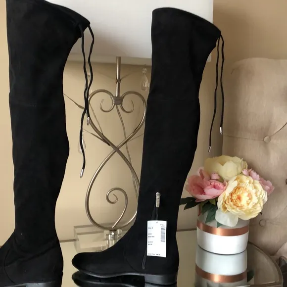 MARC FISHER 8” Calf Black Flat Over the Knee Boots