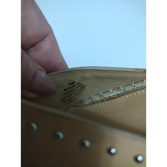Marc Fisher Angelina Women's Tan Studded Espadrille Wedge Platform Size 7.5