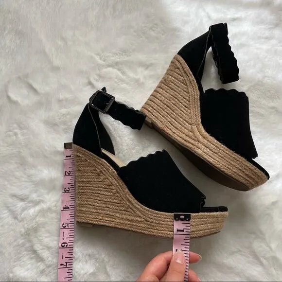 Marc Fisher Black Suede Wedges Size 7.5