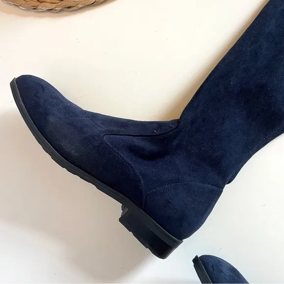 Marc Fisher Blue Suede Over The Knee Flat Boots 7.5