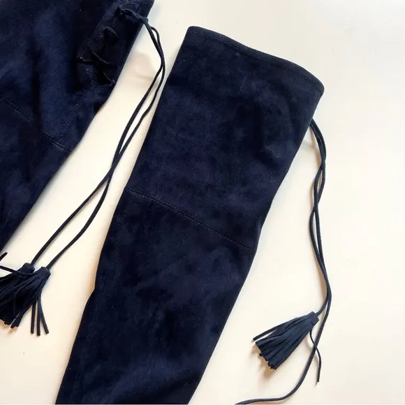 Marc Fisher Blue Suede Over The Knee Flat Boots 7.5
