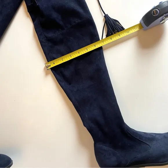 Marc Fisher Blue Suede Over The Knee Flat Boots 7.5
