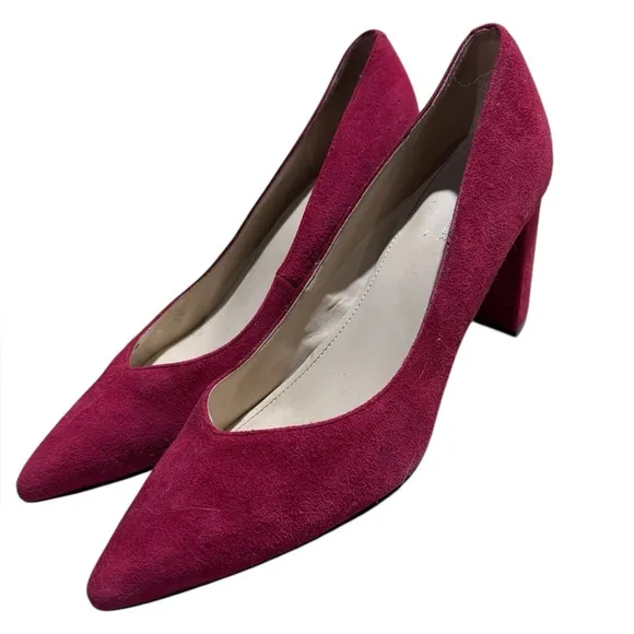 Marc Fisher Caitlin Red Block Heel Size 10 Suede Pumps