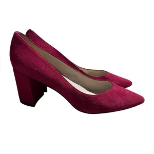 Marc Fisher Caitlin Red Block Heel Size 10 Suede Pumps