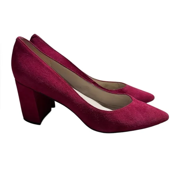 Marc Fisher Caitlin Red Block Heel Size 10 Suede Pumps
