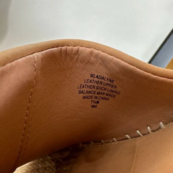 Marc Fisher Cute Tan Adalyne Platform Leather Open Toe Espadrille Wedges 7.5