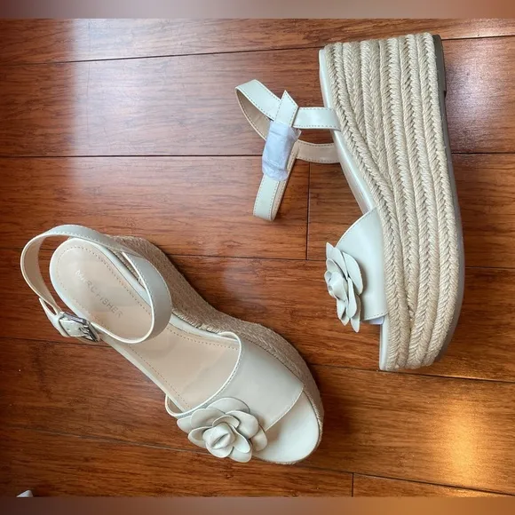 Marc Fisher Ivory Platform Flower Wedges