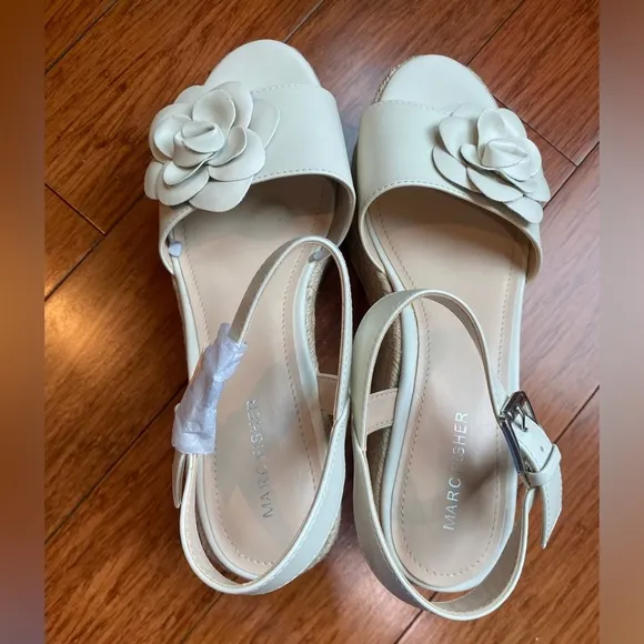 Marc Fisher Ivory Platform Flower Wedges