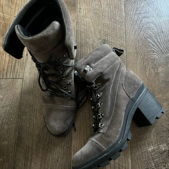 Marc Fisher Kachine Boots Size 9.5 Gray Heeled Suede