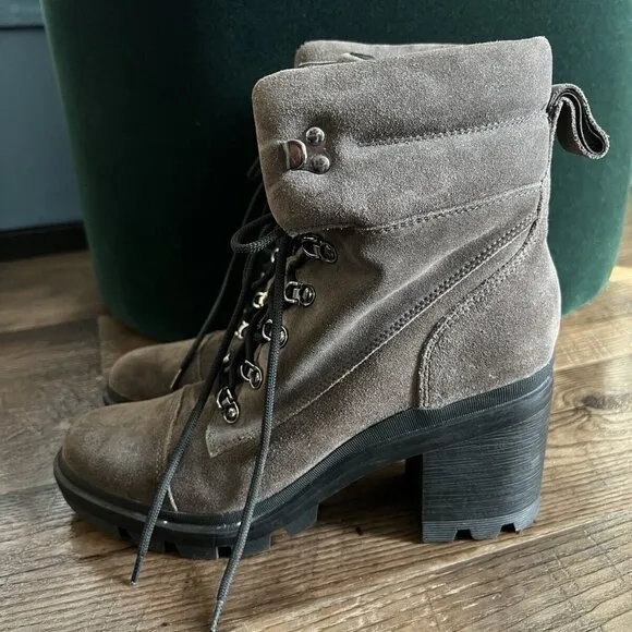 Marc Fisher Kachine Boots Size 9.5 Gray Heeled Suede