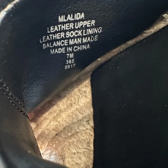 Marc Fisher LTD Alida Espadrille Wedge Black Tan Leather Suede Wedge✨EUC✨ size 7
