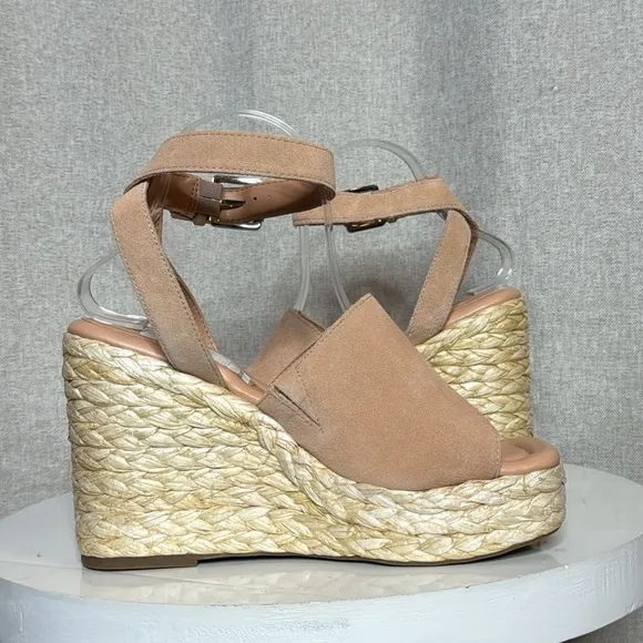 MARC FISHER LTD NELLY ANKLE STRAP SUEDE WOMENS  ESPADRILLE WEDGES **NWT**